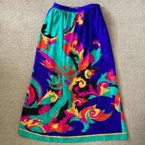 VTG Umi Collections silk midi skirt, Sz 6 (XS).